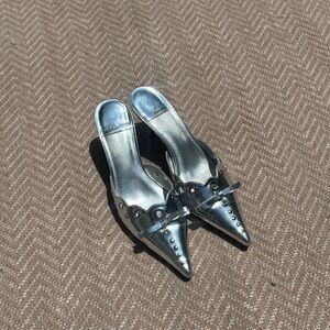 Jeffrey Campbell kitten heels silver